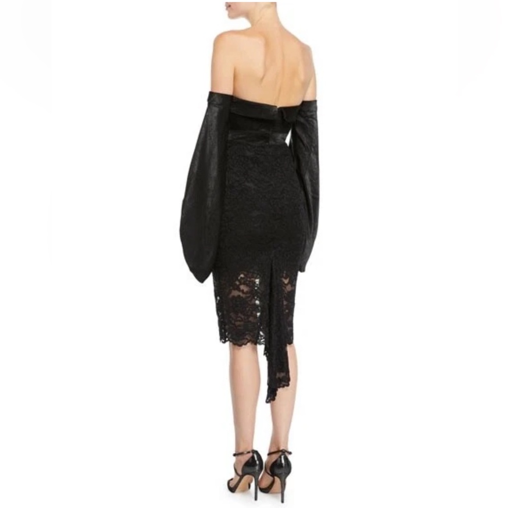 MISHA Collection Cleo Black Lace Off-Shoulder Midi Dress Size‎ US 2 - Picture 4 of 9